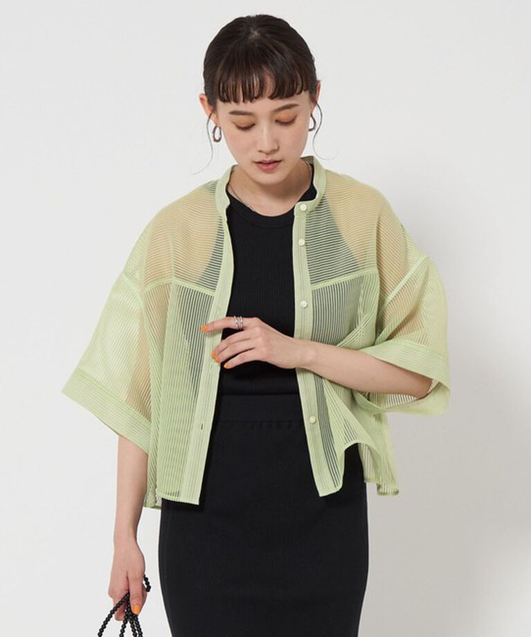UNITED ARROWS green label relaxing「シアー コードレーン ハーフスリーブ シャツ」|シャツ・ブラウス|LIME
