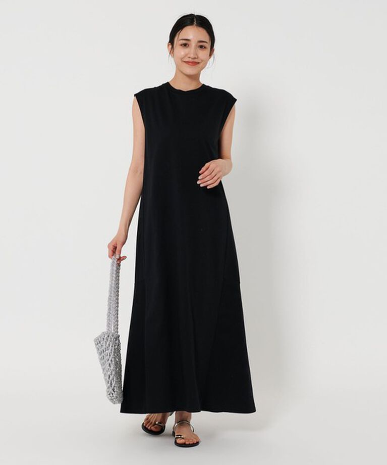 BEAUTY&YOUTH UNITED ARROWS「【WEB限定 Wardrobe DAILY MINIMAL】ティアード フレンチスリーブワンピース ー接触冷感/ウォッシャブルー」|ワンピース|BLACK