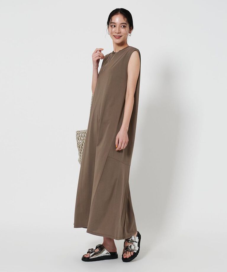BEAUTY&YOUTH UNITED ARROWS「【WEB限定 Wardrobe DAILY MINIMAL】ティアード フレンチスリーブワンピース ー接触冷感/ウォッシャブルー」|ワンピース|