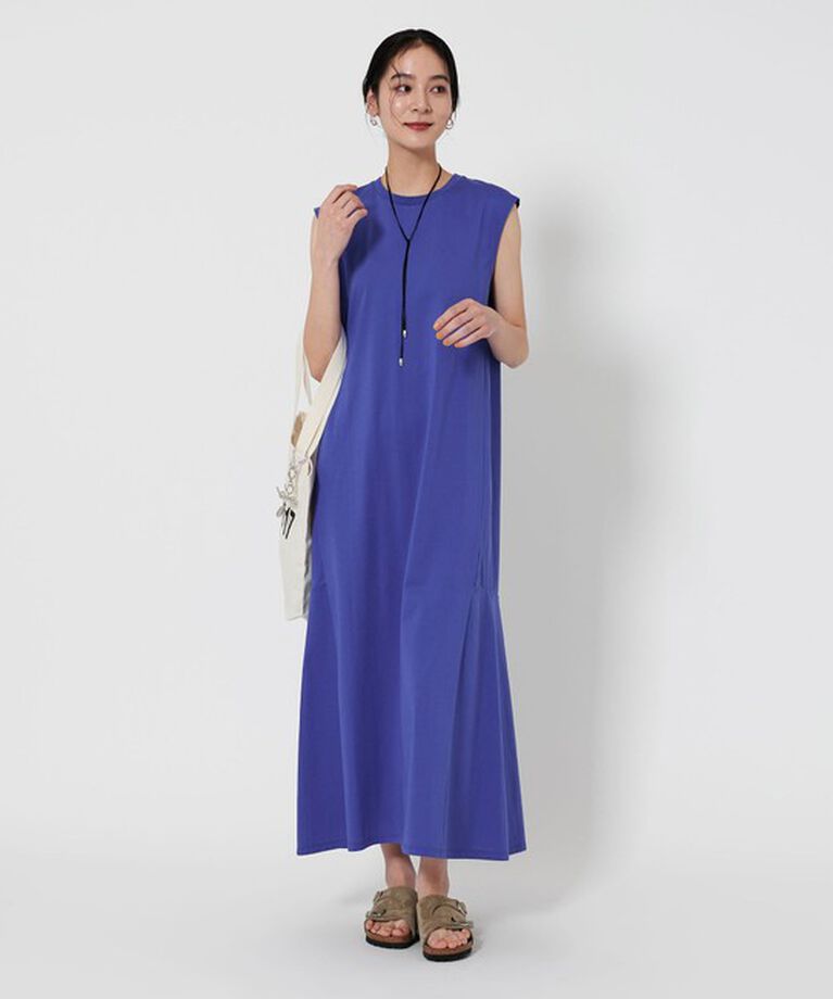 BEAUTY&YOUTH UNITED ARROWS「【WEB限定 Wardrobe DAILY MINIMAL】ティアード フレンチスリーブワンピース ー接触冷感/ウォッシャブルー」|ワンピース|