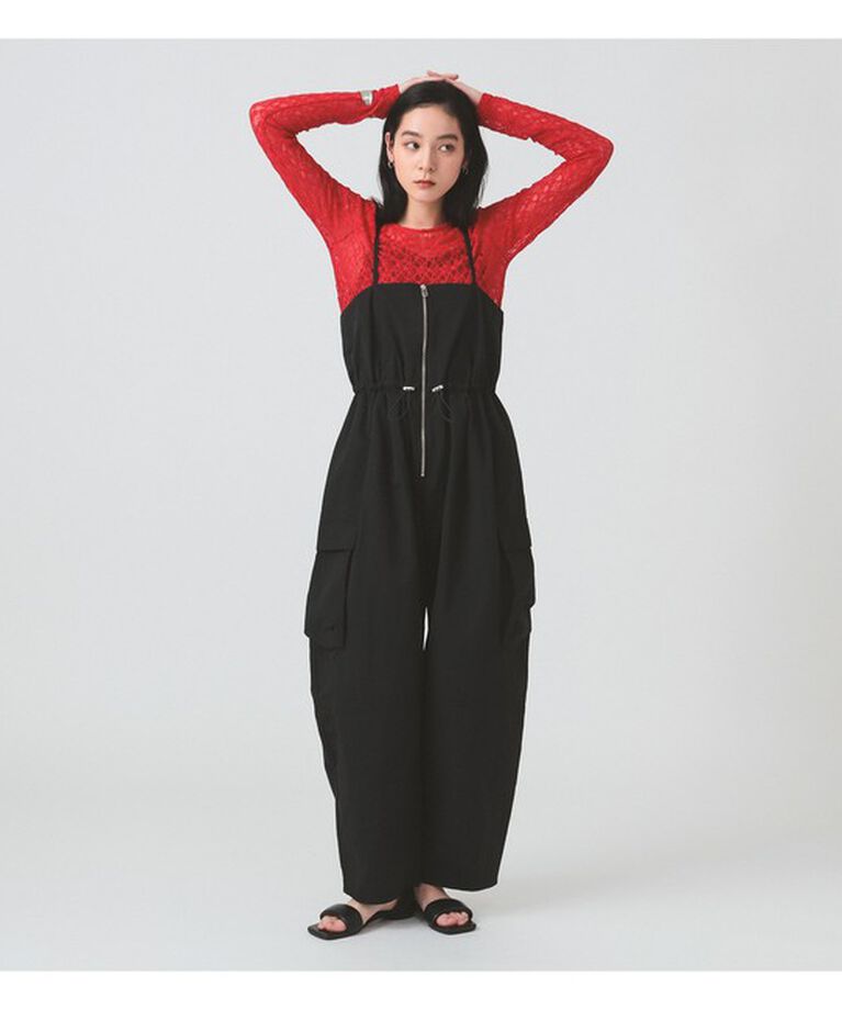 Ray BEAMS 「カーゴポケット キャミ サロペット」|オールインワン|BLACK