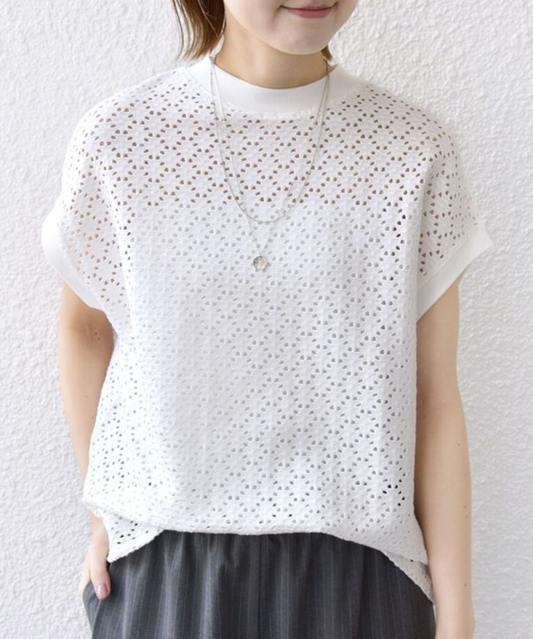 SHIPS for women「【WEB限定】〈手洗い可能〉アイレット クルーネック プルオーバー」|Tシャツ・カットソー|ライトホワイト