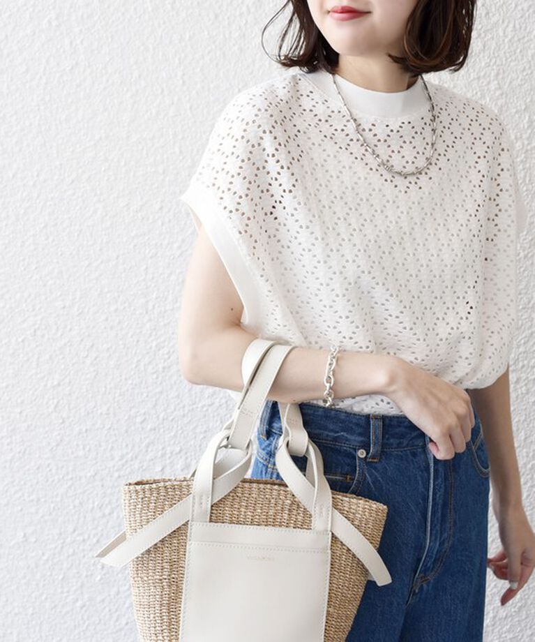 SHIPS for women「【WEB限定】〈手洗い可能〉アイレット クルーネック プルオーバー」|Tシャツ・カットソー|