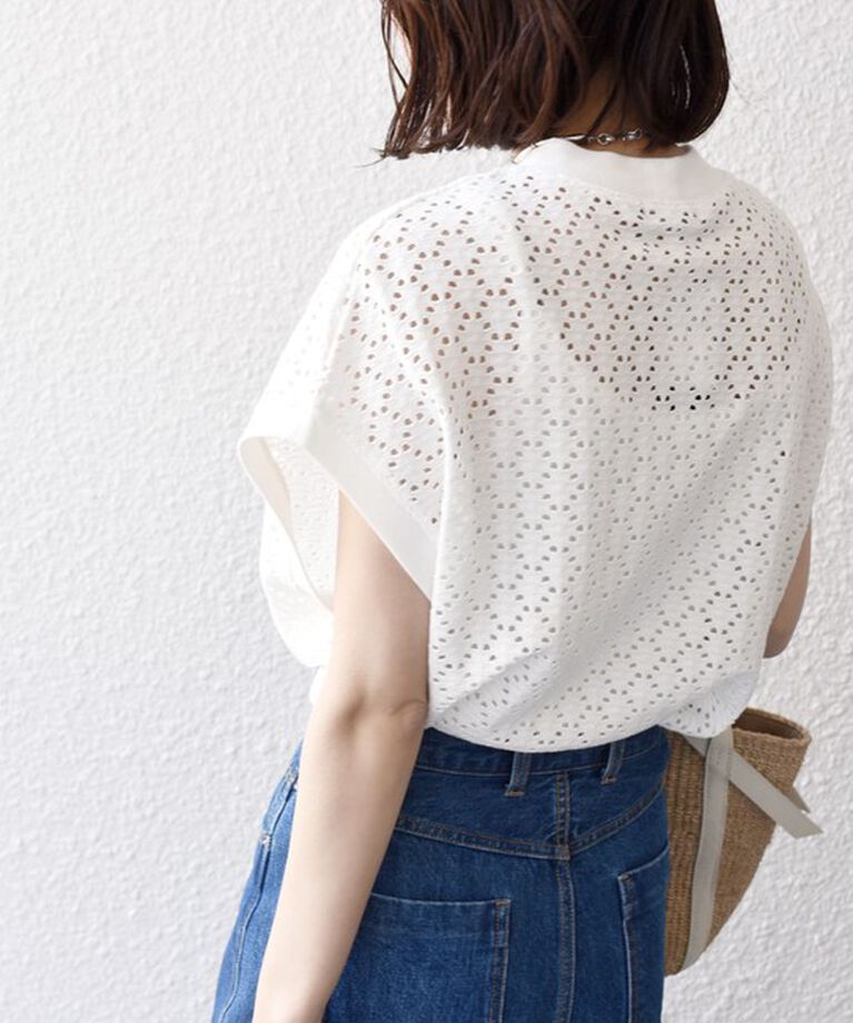 SHIPS for women「【WEB限定】〈手洗い可能〉アイレット クルーネック プルオーバー」|Tシャツ・カットソー|