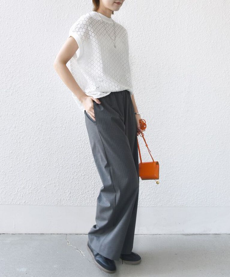 SHIPS for women「【WEB限定】〈手洗い可能〉アイレット クルーネック プルオーバー」|Tシャツ・カットソー|