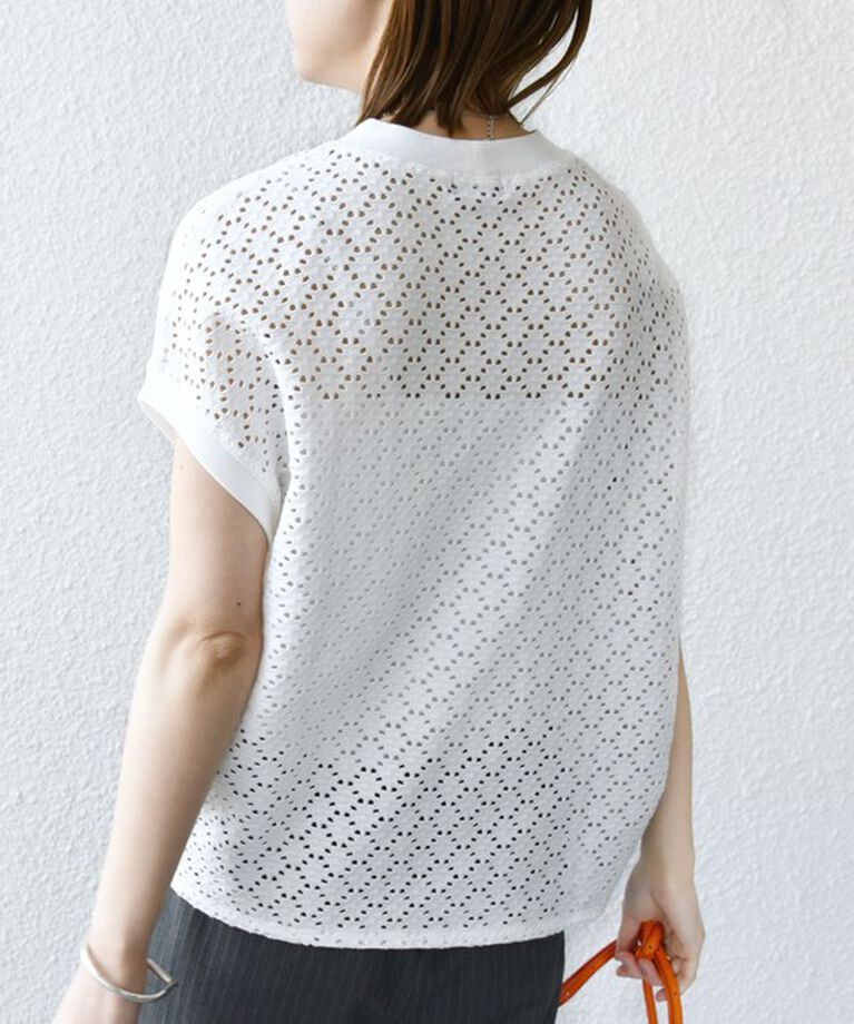 SHIPS for women「【WEB限定】〈手洗い可能〉アイレット クルーネック プルオーバー」|Tシャツ・カットソー|