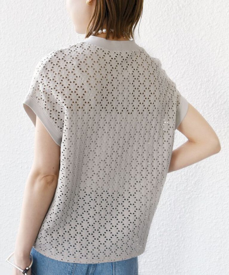 SHIPS for women「【WEB限定】〈手洗い可能〉アイレット クルーネック プルオーバー」|Tシャツ・カットソー|