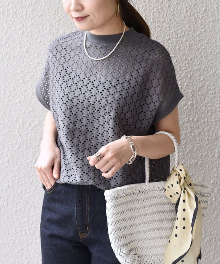 SHIPS for women「【WEB限定】〈手洗い可能〉アイレット クルーネック プルオーバー」|Tシャツ・カットソー|