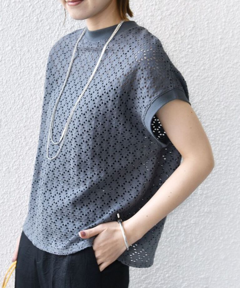 SHIPS for women「【WEB限定】〈手洗い可能〉アイレット クルーネック プルオーバー」|Tシャツ・カットソー|