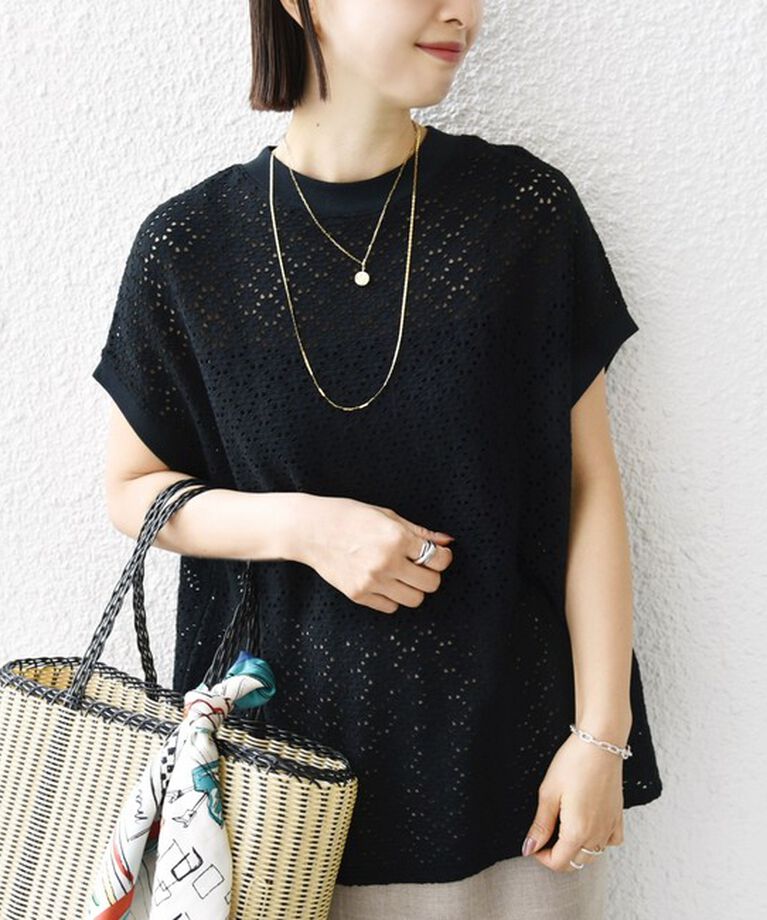 SHIPS for women「【WEB限定】〈手洗い可能〉アイレット クルーネック プルオーバー」|Tシャツ・カットソー|