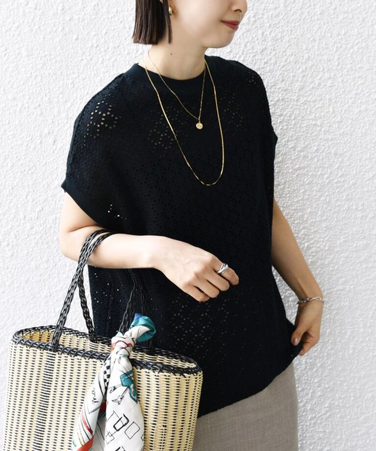 SHIPS for women「【WEB限定】〈手洗い可能〉アイレット クルーネック プルオーバー」|Tシャツ・カットソー|