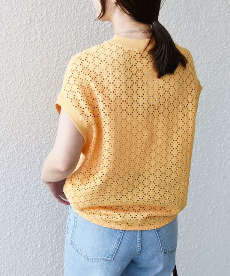 SHIPS for women「【WEB限定】〈手洗い可能〉アイレット クルーネック プルオーバー」|Tシャツ・カットソー|