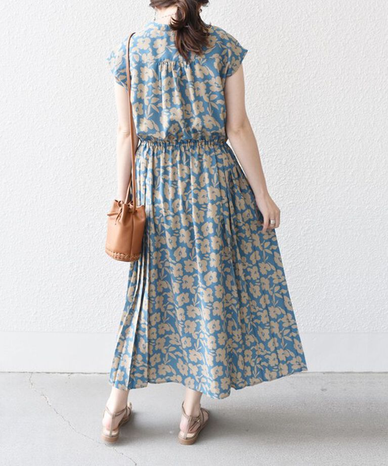 SHIPS for women「【WEB限定】〈洗濯機可能〉ドット 花柄 サイド プリーツ フレンチスリーブ ワンピース」|ワンピース|