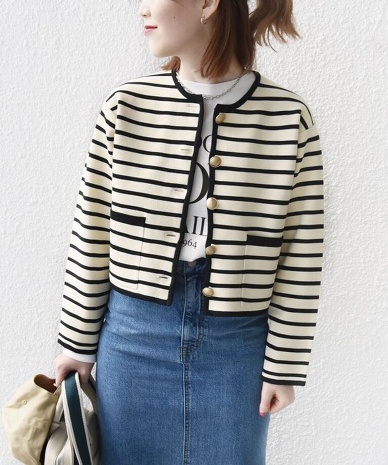 SHIPS for women「*〈手洗い可能〉 ミラノリブ ゴールド ボタン ニット ジャケット 24SS ◇」|カーディガン|オフホワイト