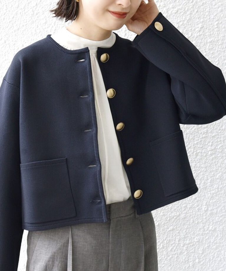 SHIPS for women「*〈手洗い可能〉 ミラノリブ ゴールド ボタン ニット ジャケット 24SS ◇」|カーディガン|ネイビー