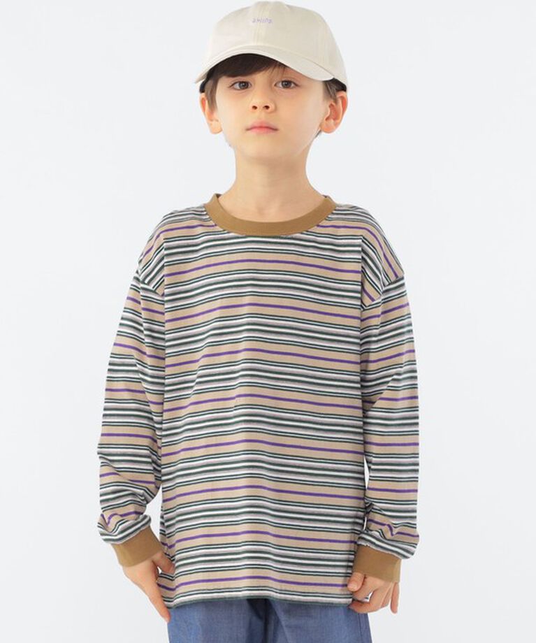 SHIPS KIDS「SHIPS KIDS:100～130cm / マルチ ボーダー 長袖 TEE」|Tシャツ・カットソー|
