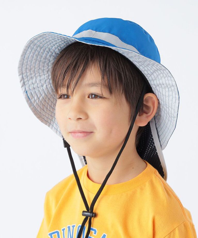 SHIPS KIDS「SHIPS KIDS:〈UVカット/撥水/吸水速乾〉サファリ ハット」|ハット|ブルー系