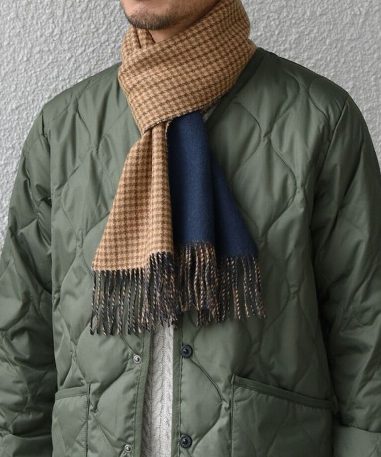 SHIPS any「SHIPS any: カシミヤ ダブルフェイス チェック マフラー 24FW◇」|マフラー|キャメル