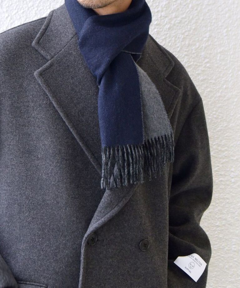 SHIPS any「SHIPS any: カシミヤ ダブルフェイス チェック マフラー 24FW◇」|マフラー|ネイビー