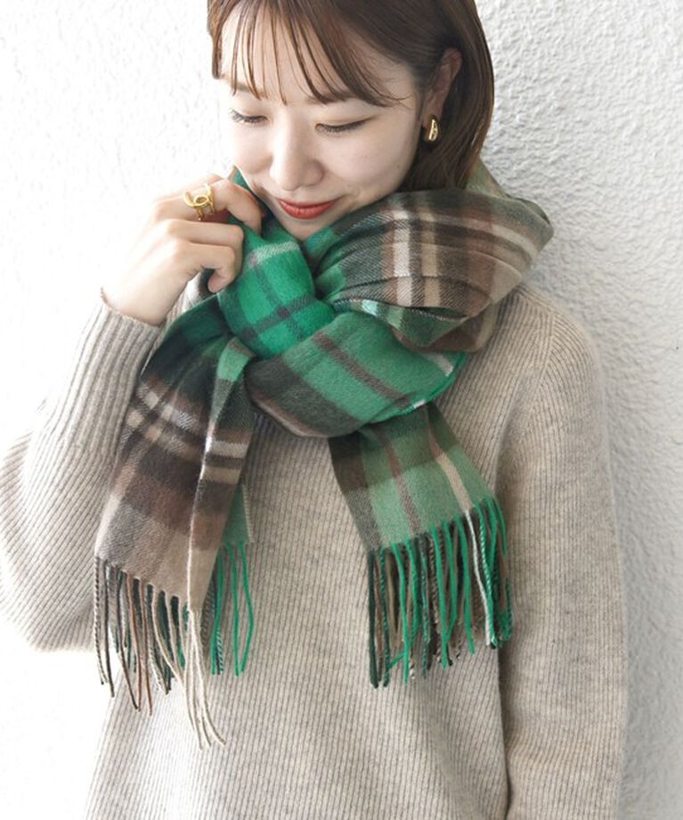 SHIPS any「TWEED MILL: チェック ウール ストール 24FW」|ストール|