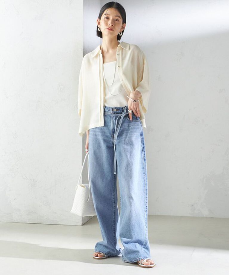 SHIPS for women「〈手洗い可能〉麻調 メッシュ 半袖 ビッグ シャツ」|シャツ・ブラウス|