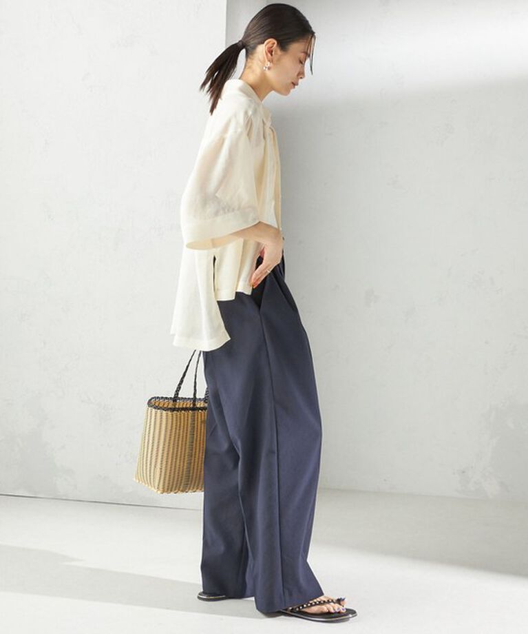 SHIPS for women「〈手洗い可能〉麻調 メッシュ 半袖 ビッグ シャツ」|シャツ・ブラウス|