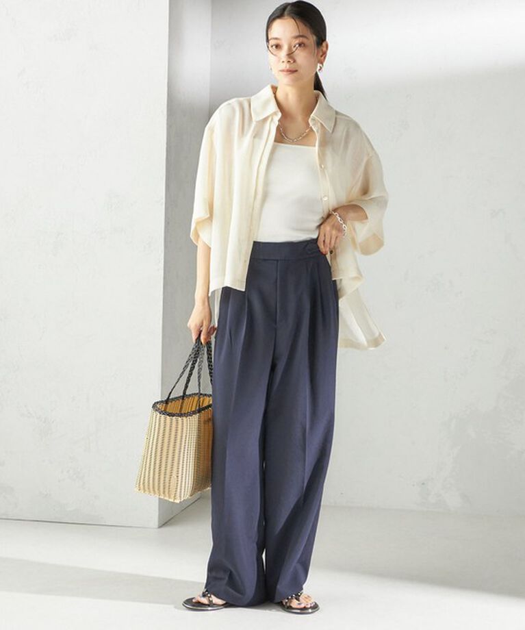 SHIPS for women「〈手洗い可能〉麻調 メッシュ 半袖 ビッグ シャツ」|シャツ・ブラウス|