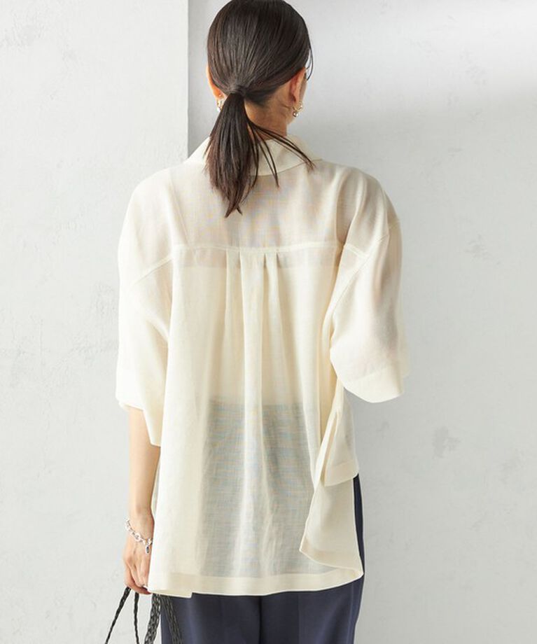 SHIPS for women「〈手洗い可能〉麻調 メッシュ 半袖 ビッグ シャツ」|シャツ・ブラウス|