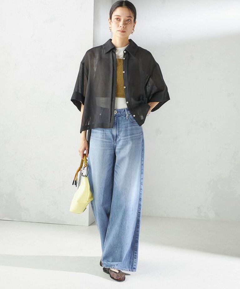 SHIPS for women「〈手洗い可能〉麻調 メッシュ 半袖 ビッグ シャツ」|シャツ・ブラウス|