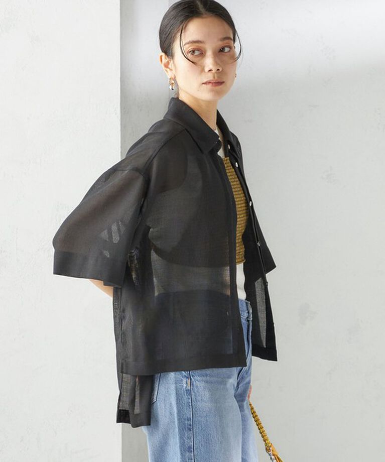 SHIPS for women「〈手洗い可能〉麻調 メッシュ 半袖 ビッグ シャツ」|シャツ・ブラウス|
