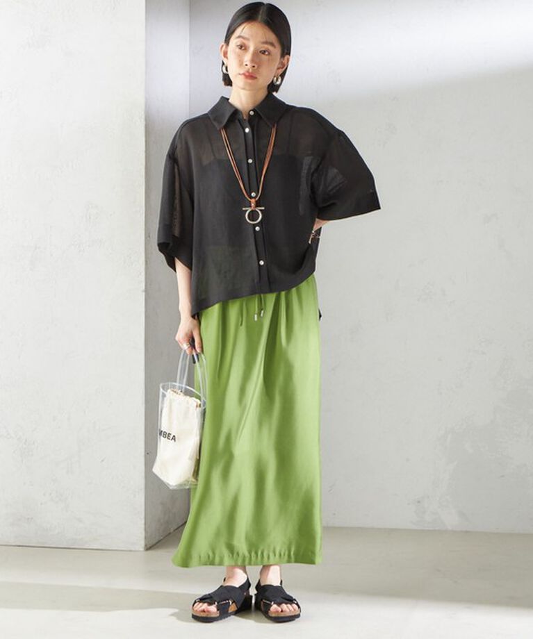 SHIPS for women「〈手洗い可能〉麻調 メッシュ 半袖 ビッグ シャツ」|シャツ・ブラウス|