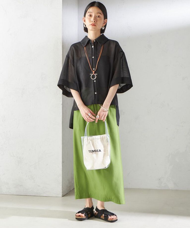 SHIPS for women「〈手洗い可能〉麻調 メッシュ 半袖 ビッグ シャツ」|シャツ・ブラウス|