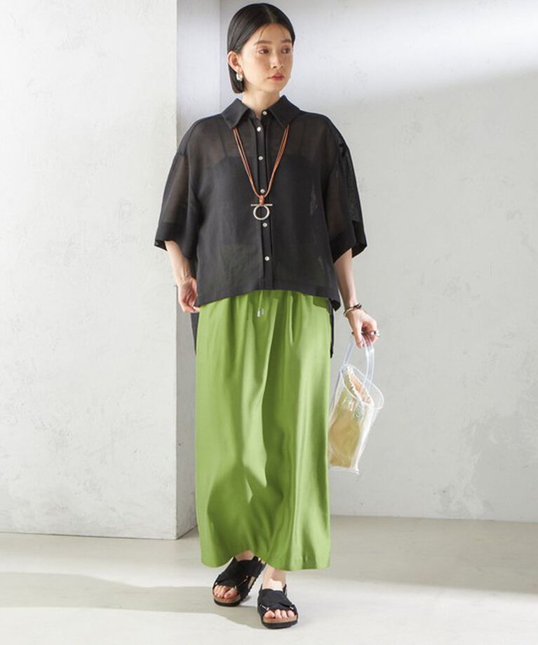 SHIPS for women「〈手洗い可能〉麻調 メッシュ 半袖 ビッグ シャツ」|シャツ・ブラウス|