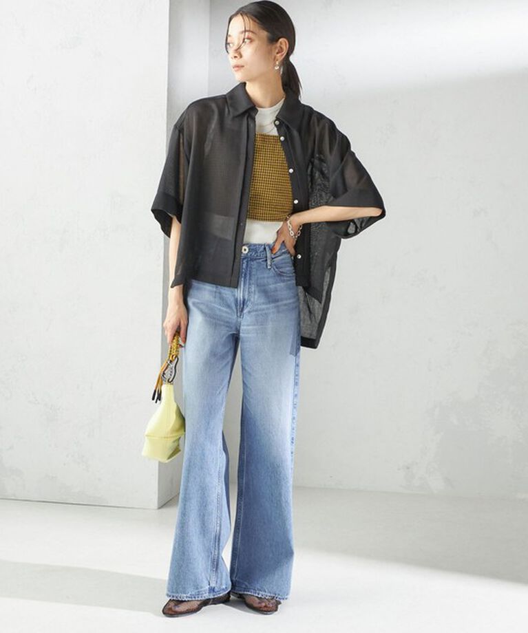 SHIPS for women「〈手洗い可能〉麻調 メッシュ 半袖 ビッグ シャツ」|シャツ・ブラウス|