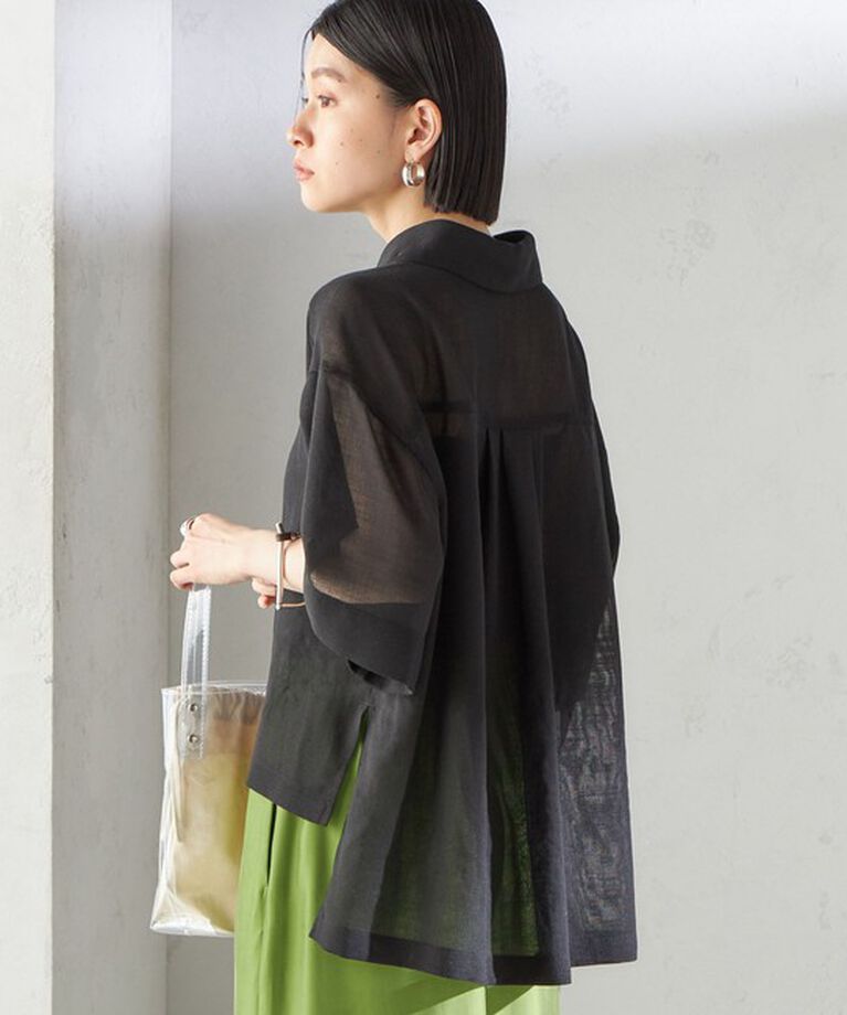 SHIPS for women「〈手洗い可能〉麻調 メッシュ 半袖 ビッグ シャツ」|シャツ・ブラウス|