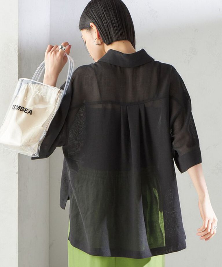 SHIPS for women「〈手洗い可能〉麻調 メッシュ 半袖 ビッグ シャツ」|シャツ・ブラウス|
