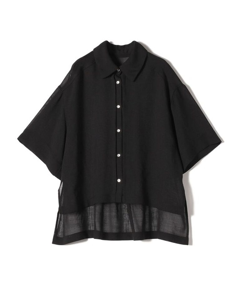 SHIPS for women「〈手洗い可能〉麻調 メッシュ 半袖 ビッグ シャツ」|シャツ・ブラウス|