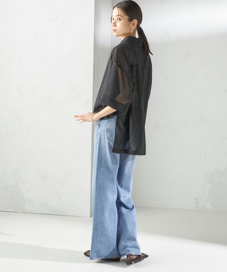 SHIPS for women「〈手洗い可能〉麻調 メッシュ 半袖 ビッグ シャツ」|シャツ・ブラウス|