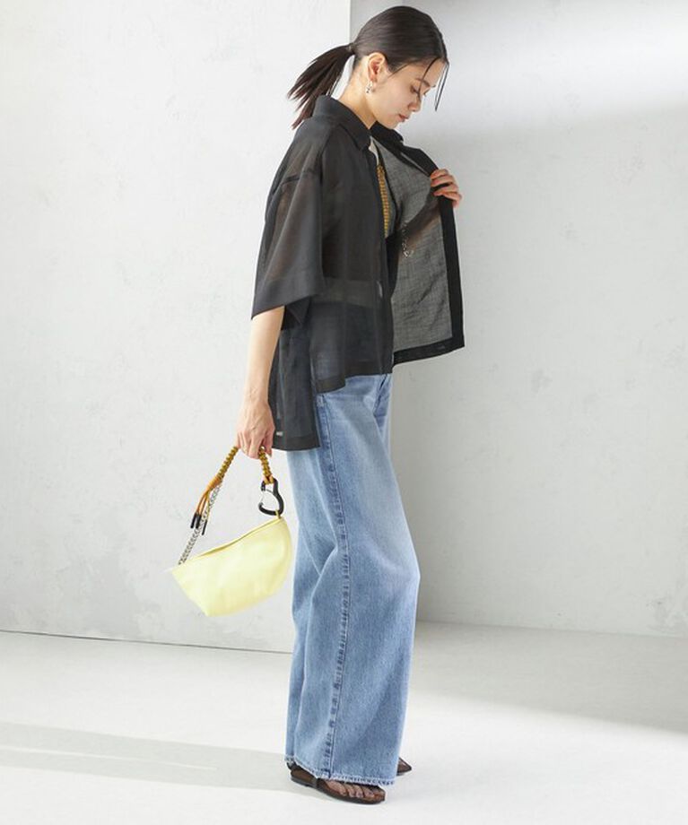 SHIPS for women「〈手洗い可能〉麻調 メッシュ 半袖 ビッグ シャツ」|シャツ・ブラウス|