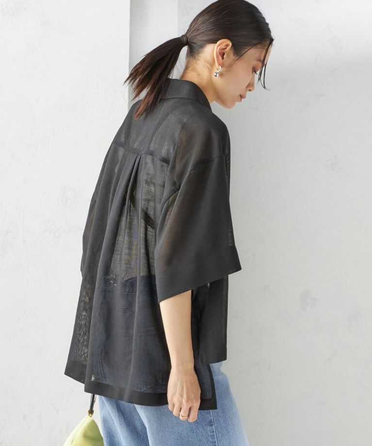 SHIPS for women「〈手洗い可能〉麻調 メッシュ 半袖 ビッグ シャツ」|シャツ・ブラウス|