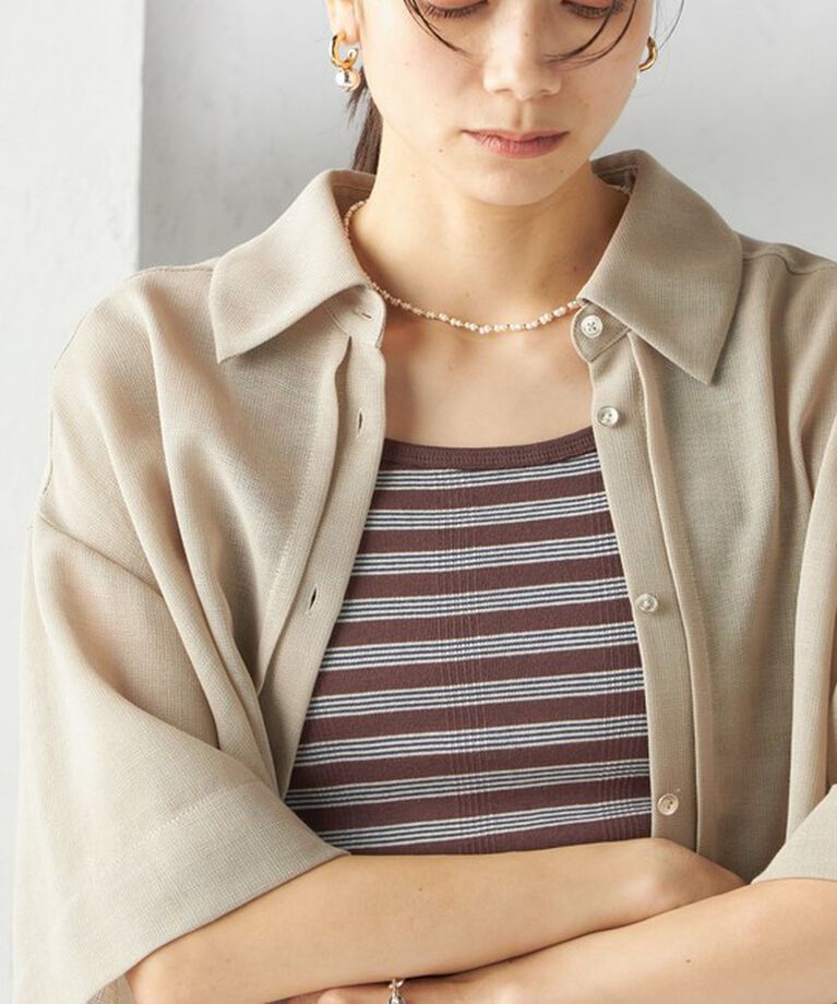 SHIPS for women「〈手洗い可能〉麻調 メッシュ 半袖 ビッグ シャツ」|シャツ・ブラウス|