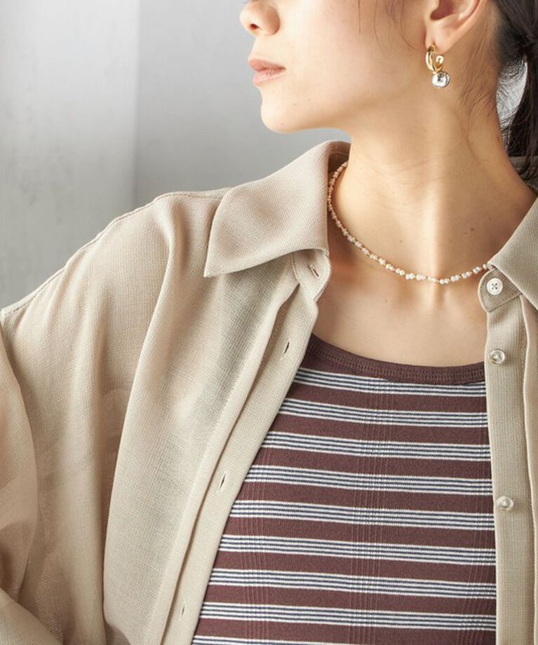 SHIPS for women「〈手洗い可能〉麻調 メッシュ 半袖 ビッグ シャツ」|シャツ・ブラウス|