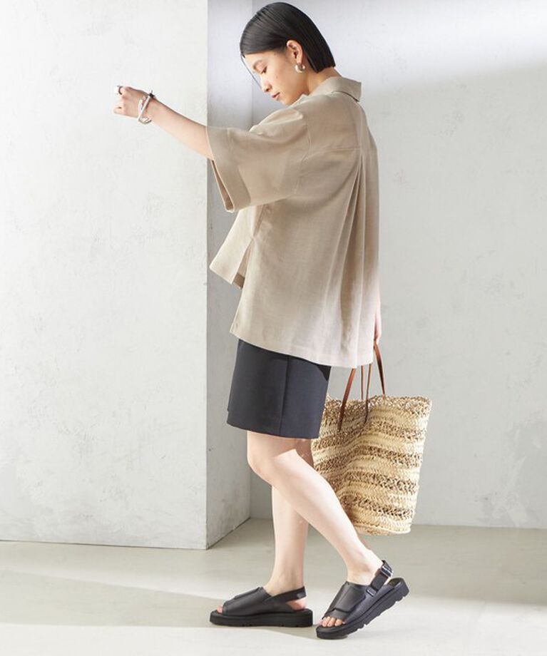 SHIPS for women「〈手洗い可能〉麻調 メッシュ 半袖 ビッグ シャツ」|シャツ・ブラウス|