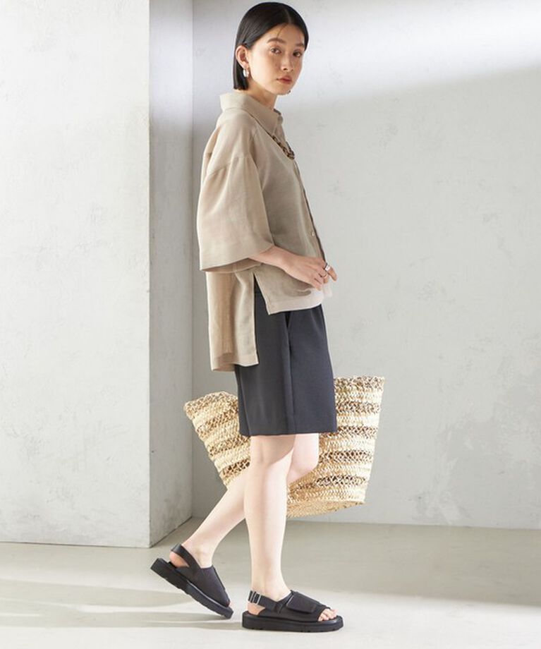 SHIPS for women「〈手洗い可能〉麻調 メッシュ 半袖 ビッグ シャツ」|シャツ・ブラウス|