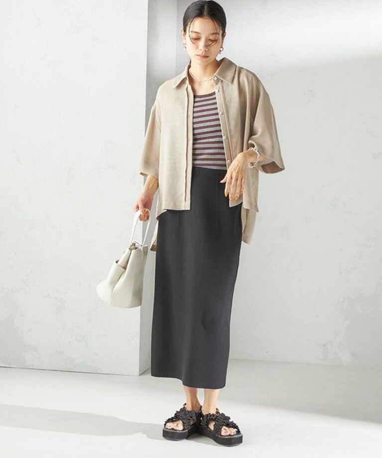SHIPS for women「〈手洗い可能〉麻調 メッシュ 半袖 ビッグ シャツ」|シャツ・ブラウス|