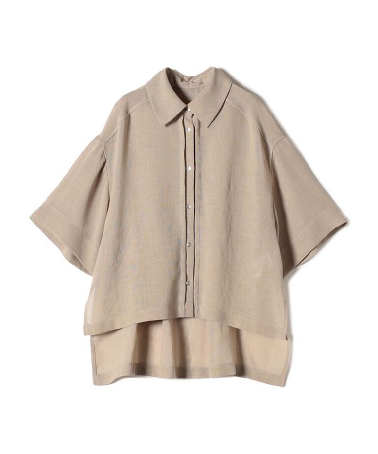 SHIPS for women「〈手洗い可能〉麻調 メッシュ 半袖 ビッグ シャツ」|シャツ・ブラウス|