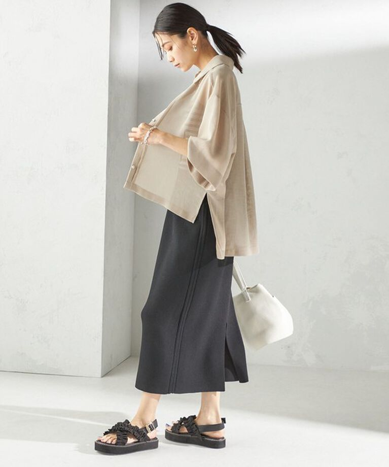 SHIPS for women「〈手洗い可能〉麻調 メッシュ 半袖 ビッグ シャツ」|シャツ・ブラウス|