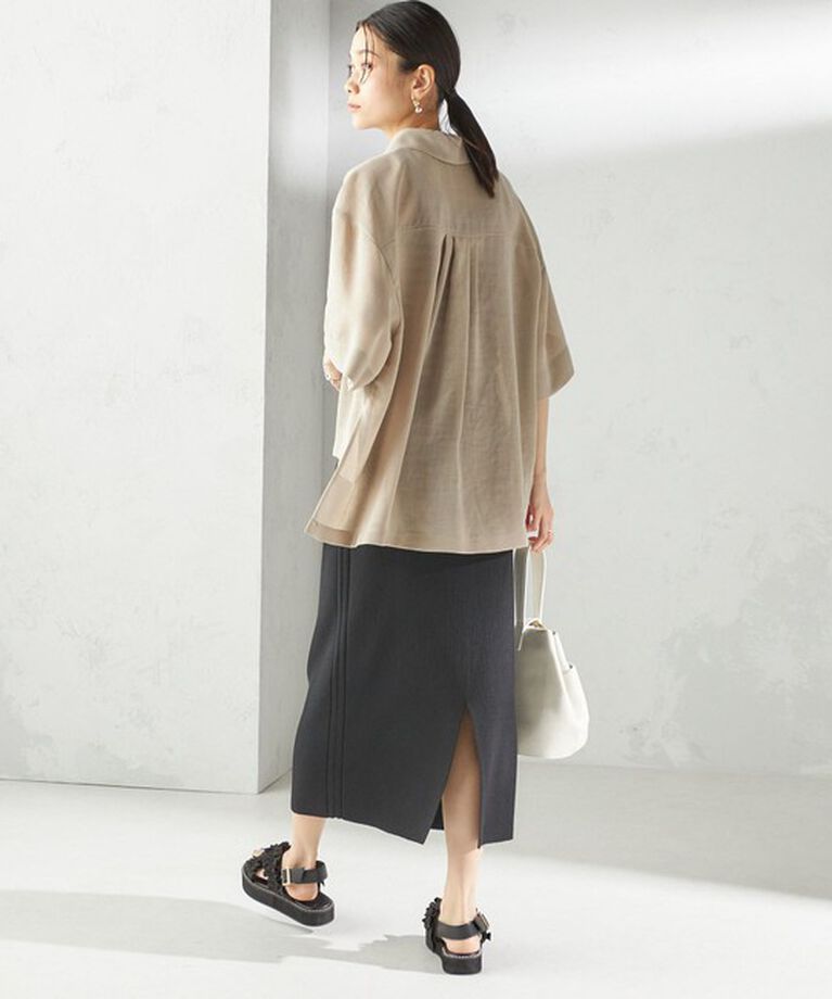 SHIPS for women「〈手洗い可能〉麻調 メッシュ 半袖 ビッグ シャツ」|シャツ・ブラウス|