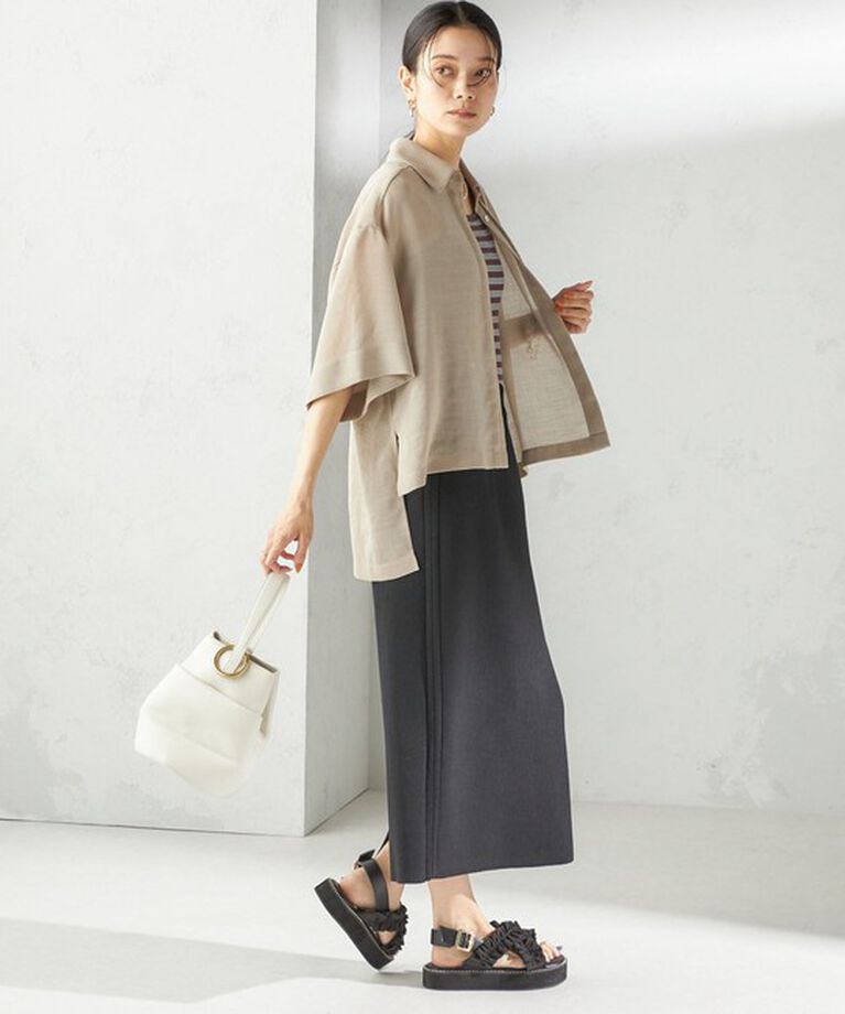 SHIPS for women「〈手洗い可能〉麻調 メッシュ 半袖 ビッグ シャツ」|シャツ・ブラウス|