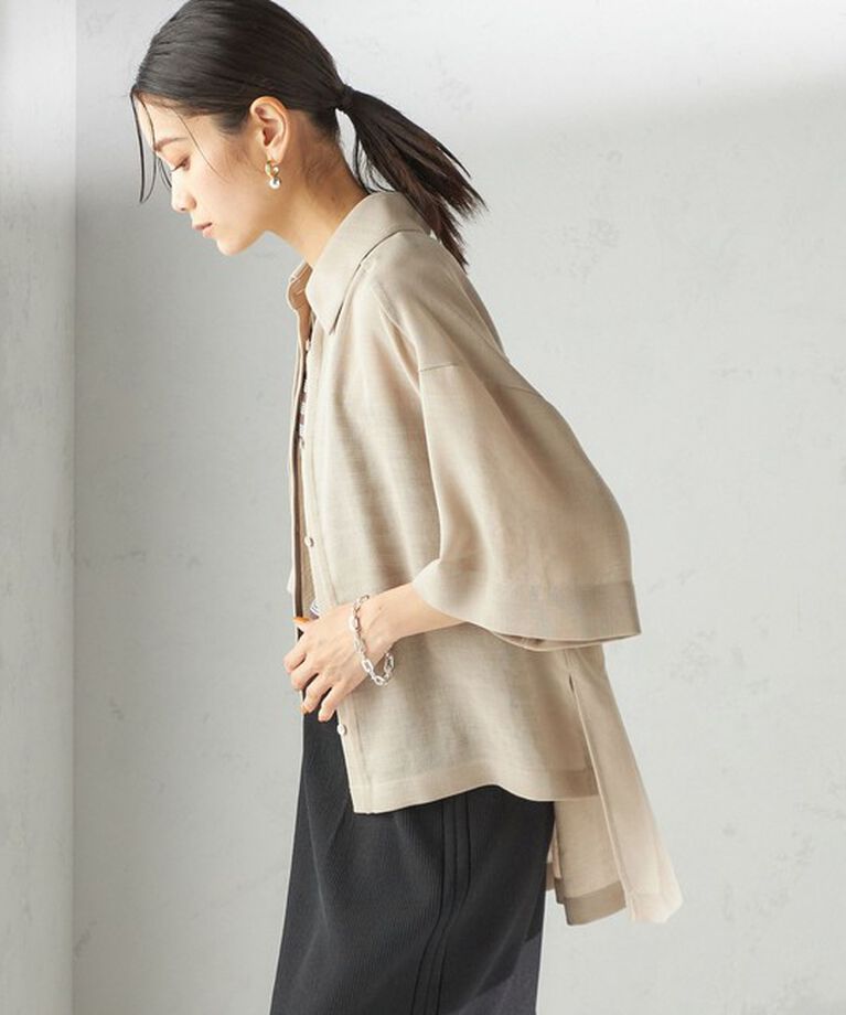SHIPS for women「〈手洗い可能〉麻調 メッシュ 半袖 ビッグ シャツ」|シャツ・ブラウス|